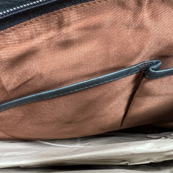 ILI. Leather patch oversized zip tote bag work blue ink nwt new - Picture 5 of 6